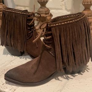 FRYE fringe ankle boots size 8